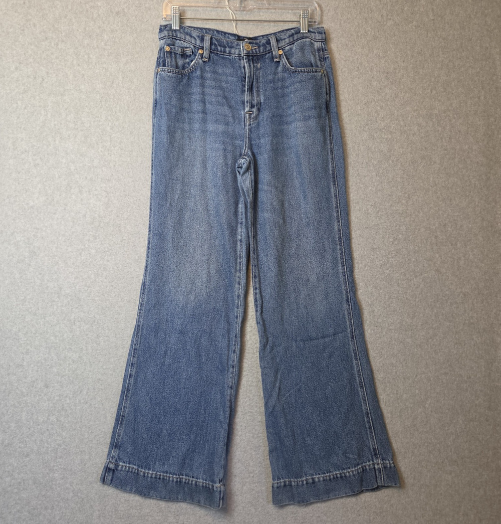 7 For All Mankind Tailorless Dojo Blue Denim Wide Leg Jeans Women's 27
